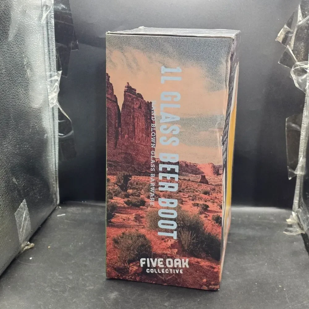 Five Oak Collective 11” Glass Beer Boot 33.5 oz Hand Blown New Sealed